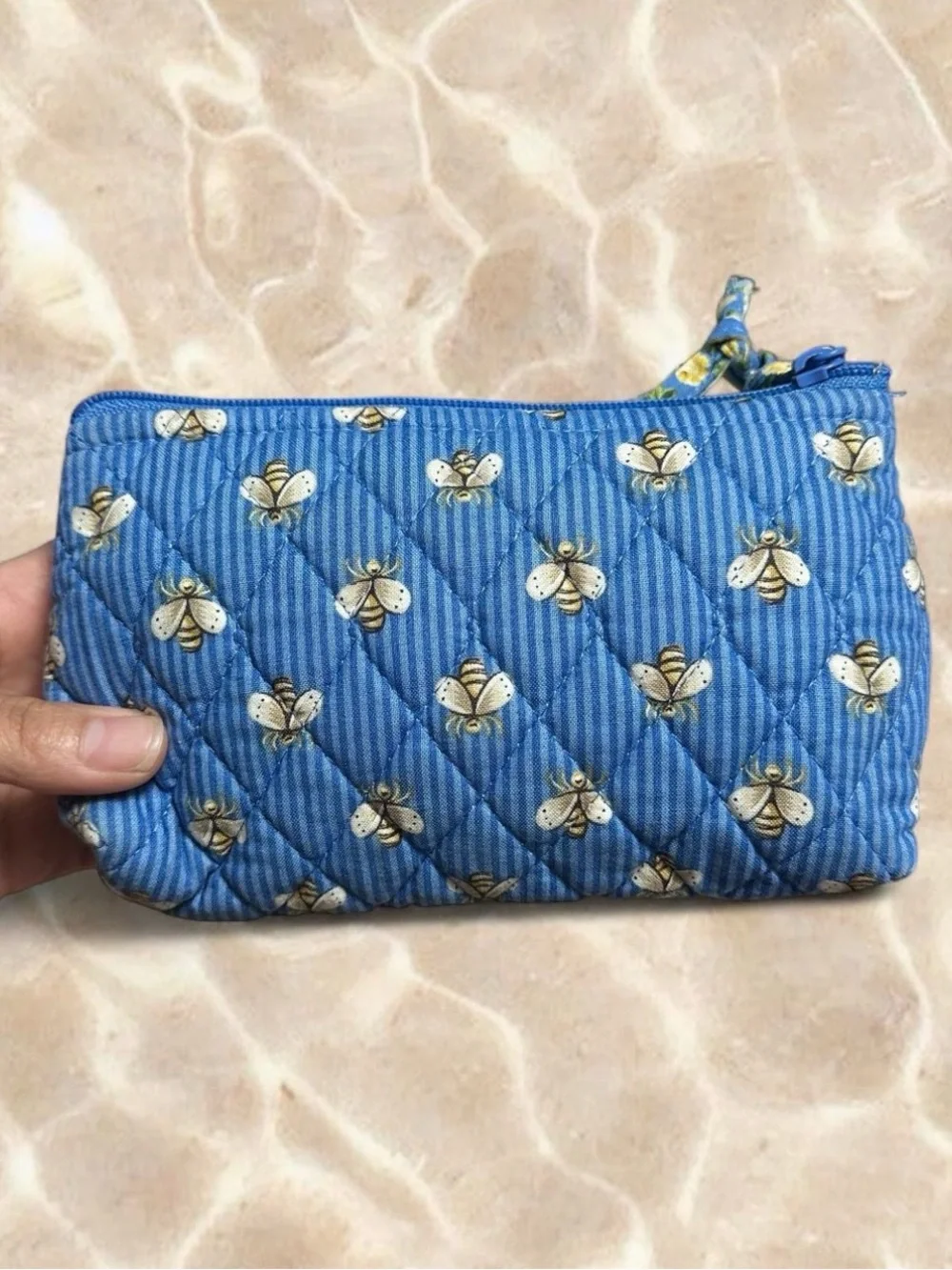 Vintage Vera Bradley Blue Bees Cosmetic Pouch